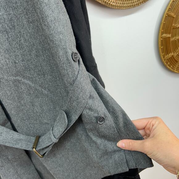 $598 See by Chloe Gray Black Belted Button Up Collared Long Sleeve Mini Dress 6 - Picture 6 of 9